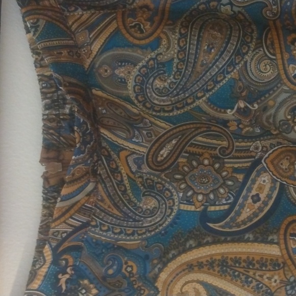 Fun Paisley Pattern A line skirt  37 inches long. Blue,, gold, orange and black. - Picture 2 of 5